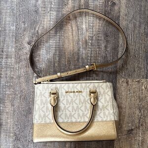 Michael Kors Gold and Cream Purse